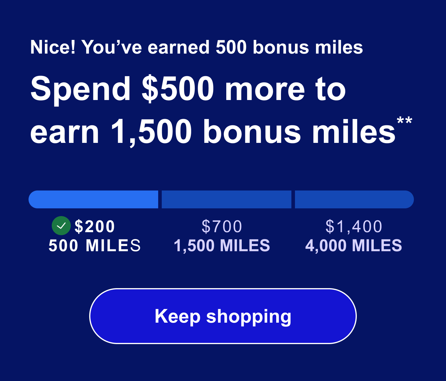 Spend-led version: the spend amount takes the headline